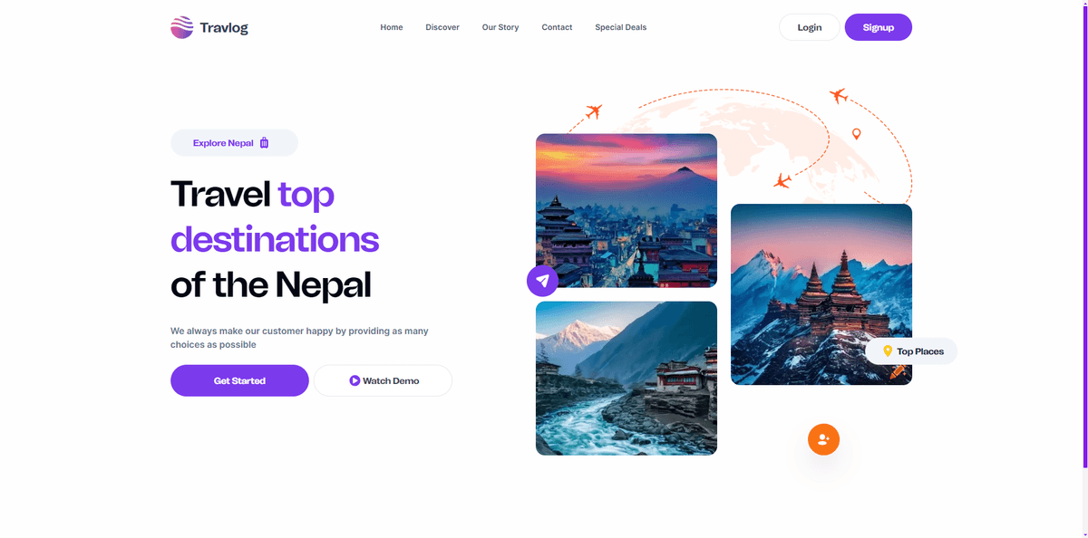 Ujjwal Bhandari, project Travlog Travelling Website Travlog travelling website created by ujjwal bhandari